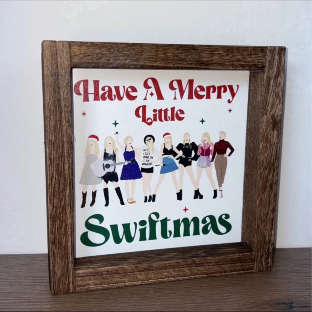 “HAVE A MERRY LITTLE SWIFTMAS” Taylor Swift Wood Sign, Holiday Christmas 7 x 7”